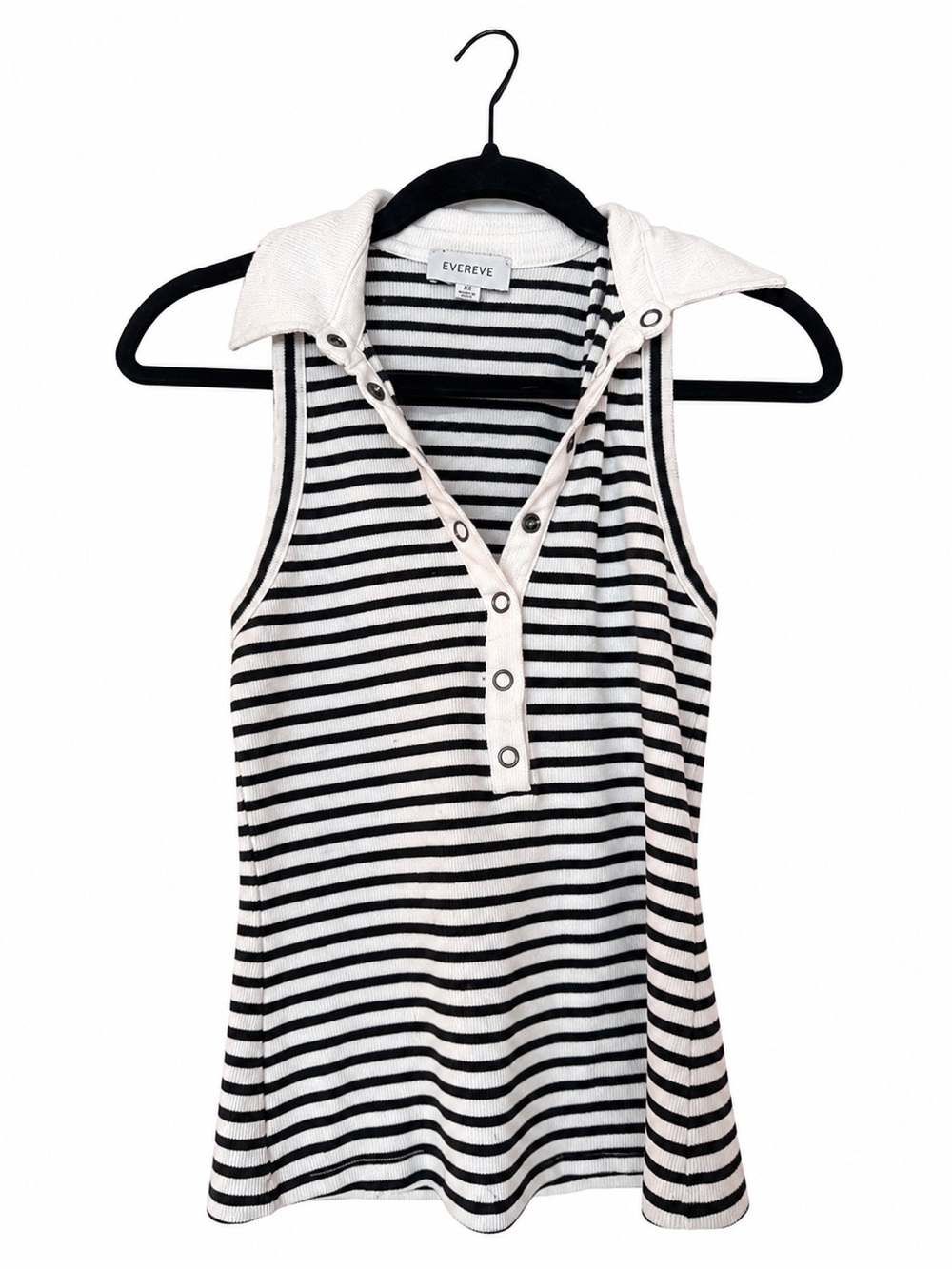Evereve Black & White Striped Sleeveless Hooded Tank